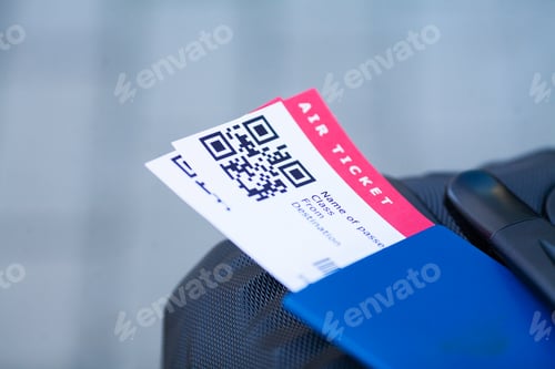 Preview: Close up two air ticket in abroad passport near airport