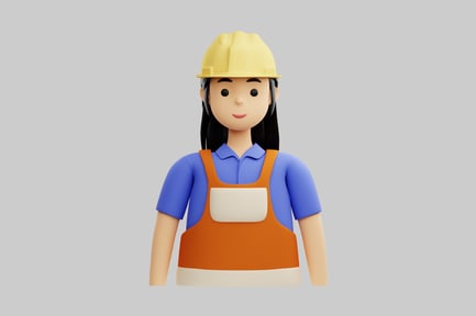 Preview: Cartoon construction worker woman