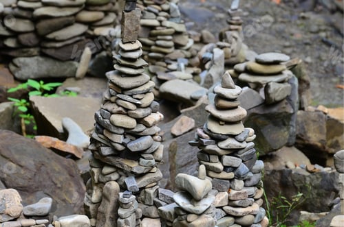 Preview: A strange composition of small mountain rocks. imitation of ancient buildings on a reduced scale
