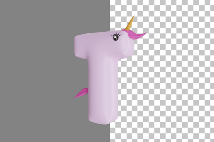 Preview: Letter T Unicorn 3D Icon