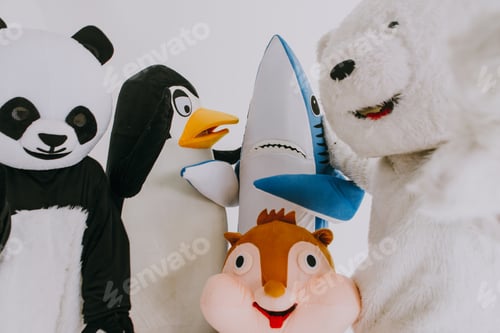 Preview: Group of animals mascots doing party