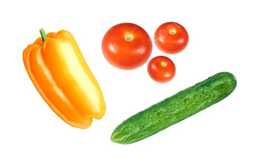 Preview: tomatoes, bell peppers and cucumber