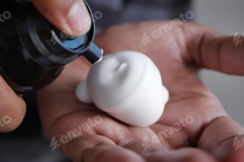 Preview: top view of shaving foam on hand