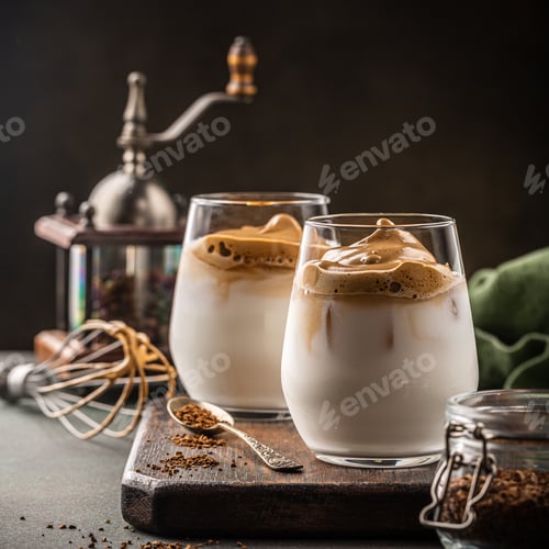 Preview: Dalgona coffee in glass cup