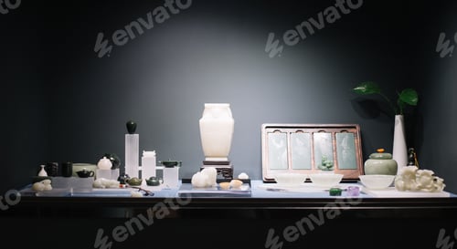 Preview: Different falcons, teapots of varying sizes, shapes, and colors all made of gemstones