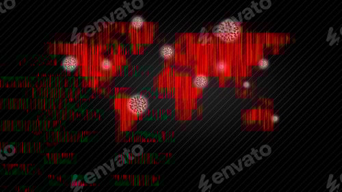 Preview: Red Global Coronavirus Illness on Dark Background
