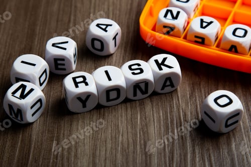 Preview: Risk management concept. Cube block of risk wording