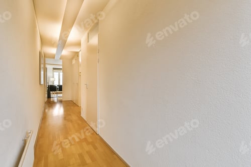 Preview: Delightful corridor with brown parquet flooring