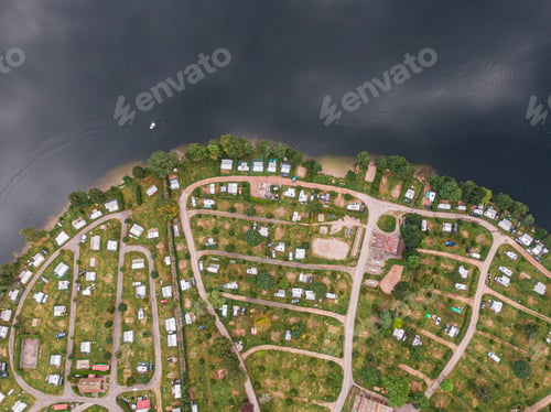 Preview: Longemer lake camping resort next to the lake water, Voges, France