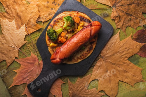 Preview: Still Life- The Bratwurst On The Grill. Fried Sausages In A Cast-Iron Pan