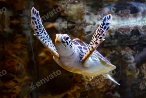 Preview: Sea turtle swims under water