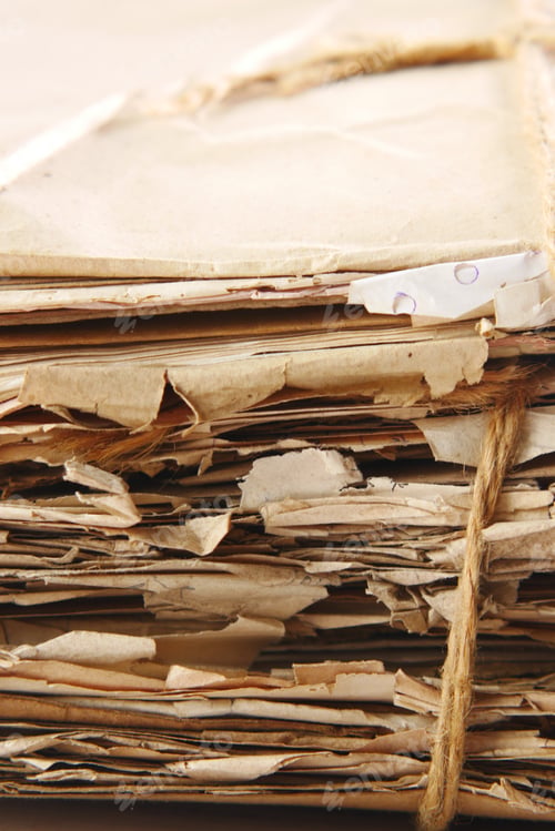 Preview: stack of Old papers on table