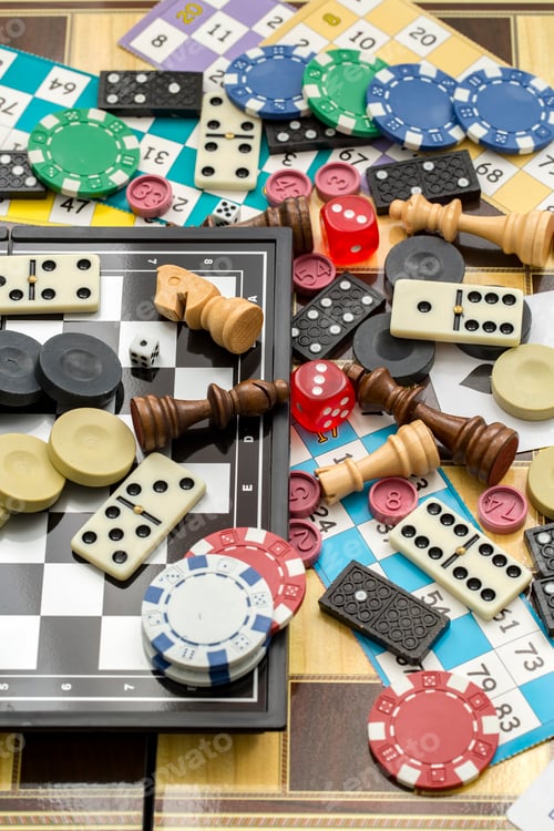Preview: Various board games, leisure, hobby. Background games.
