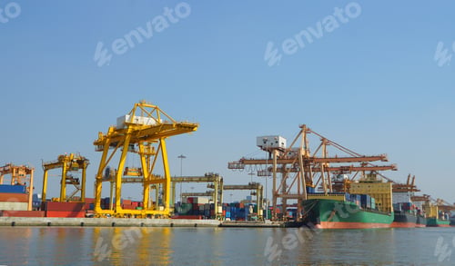 Preview: Container Cargo Port Ship Yard Storage Handling of Logistic Transportation Industry. Row of Stacking
