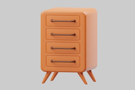 Preview: Retro four-drawer bedside table