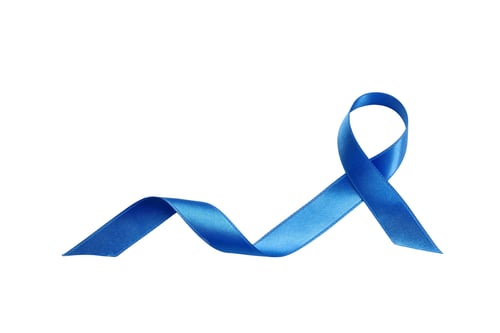 Preview: Blue ribbon for prostate cancer support, on white background