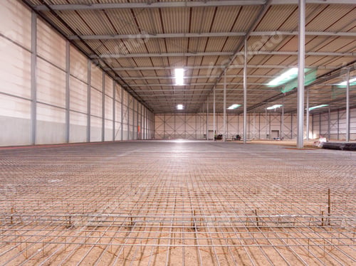 Preview: Installation of a rebar for the floor construction of a new warehouse