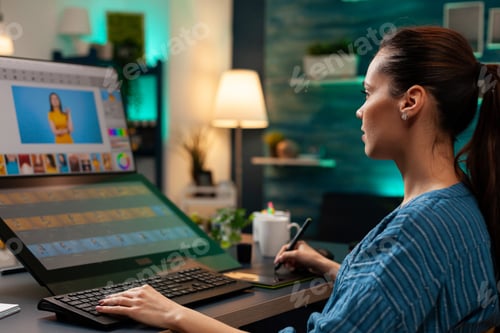 Preview: Photo editing expert retouching background on photo