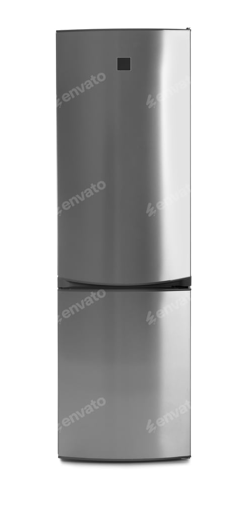 Preview: Modern double door refrigerator on white background