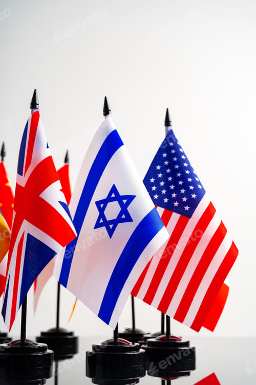Preview: Lots of small national flags on table