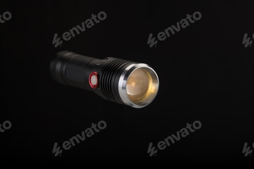 Preview: Tactical flashlight on a black background