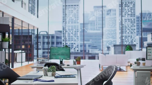 Preview: Empty modern office with focus on recruitment process and hiring new personnel