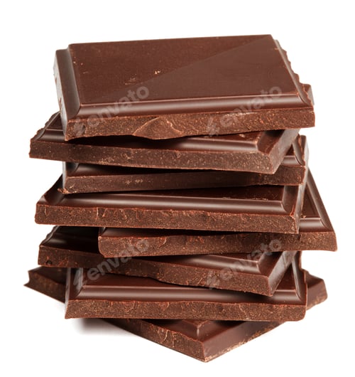 Preview: Stack of dark chocolate isolated
