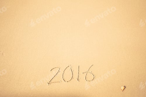 Preview: 2016 Text On The Beach For New Year Concept Background