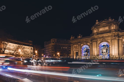 Preview: Puerta de Alcalá in Madrid Spain at night