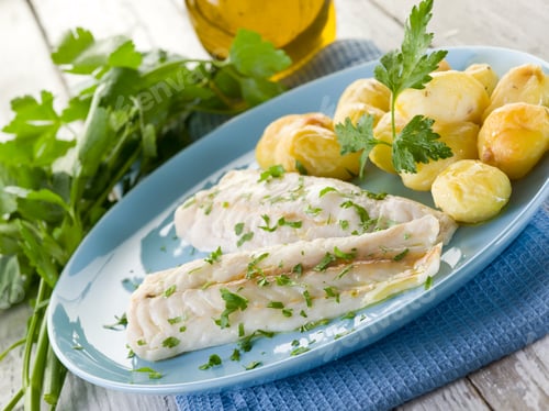 Preview: steamed cod with parsley and potatoes