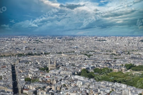 Preview: Paris, aerial view of the city, with the Pompidou center