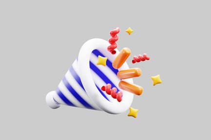 Preview: Party horn with confetti and stars