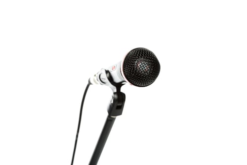 Preview: close up view of electric microphone isolated on white