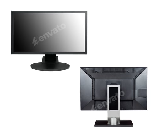 Preview: Computer Monitor Front and Back Isolated on White