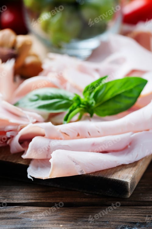 Preview: Italian antipasto with chicken ham and bread