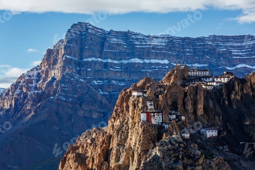 Preview: Dhankar monastry perched on a cliff in Himalayas, India