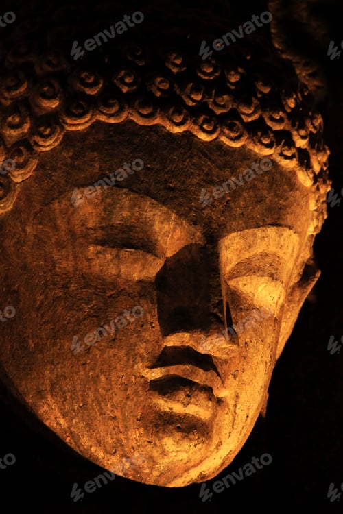 Preview: Ajanta Cave with Buddha statue inside in Maharashtra, India