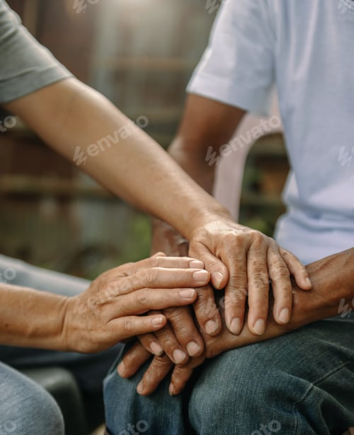 Preview: Hands of the old man and a woman hand