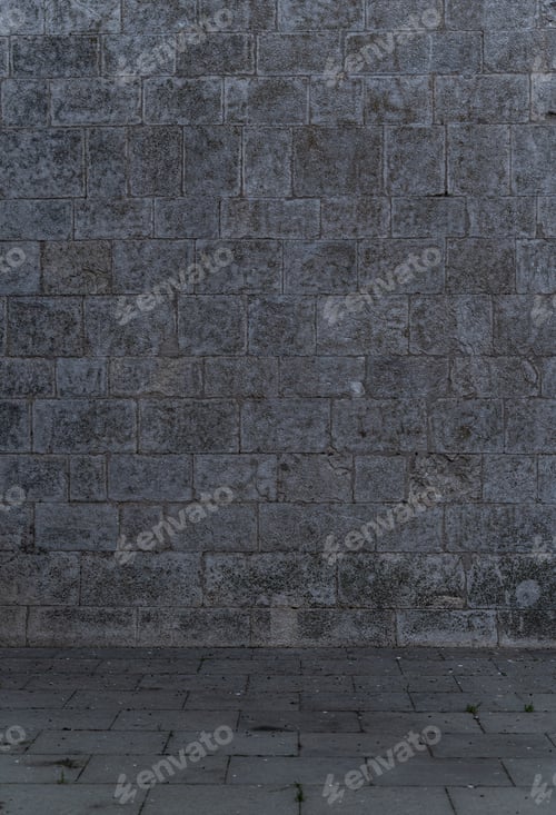 Preview: Scene of Irregular dark gray bricks dirty and wet wall background