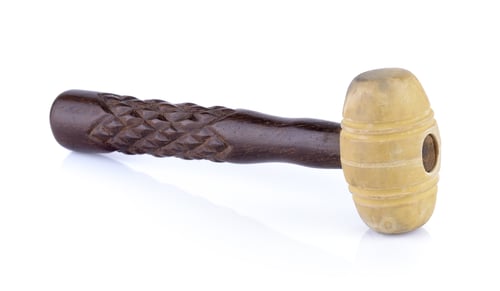 Preview: Rubber mallet with wooden handle isolated on white background