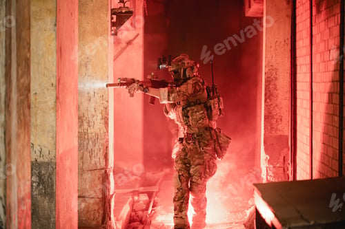 Preview: Expert team of soldiers attacking enemy during military operation