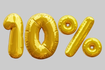 Preview: Ten Percent Discount With Golden Balloons
