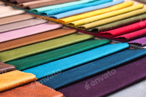 Preview: Colorful Fabric Samples Arranged in Rows