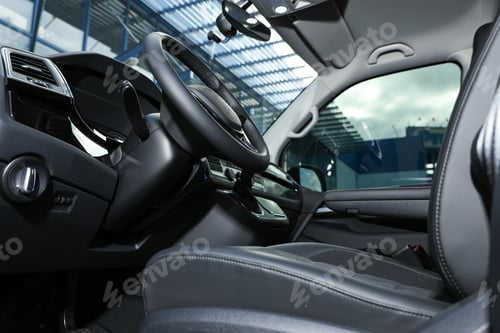Preview: View of modern car with comfortable driver's seat inside