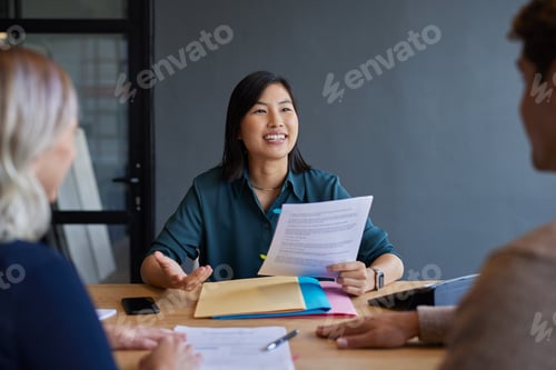 Preview: Advisor presenting documents in office