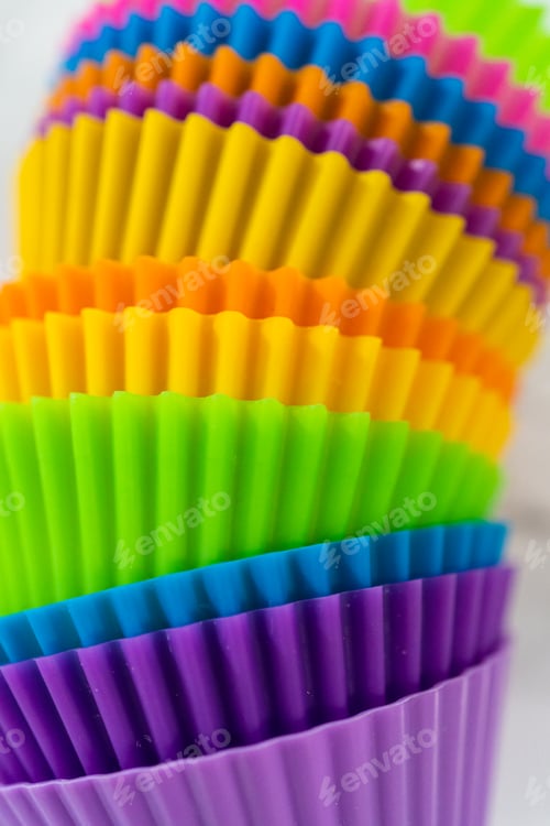 Preview: Colorful Cupcake Liners Stacked Up Close