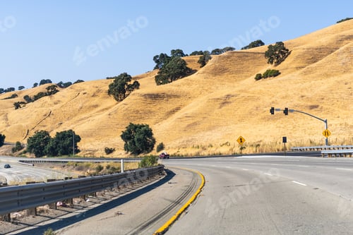 Preview: Freeway crossing the golden hills of Alameda County