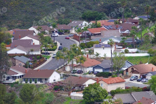 Preview: Neighborhood, houses and homes in a valley on a hillside in San Diego California