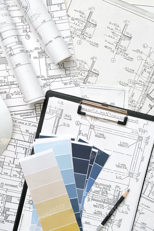 Preview: Architects concept, engineer architect designer freelance work on start-up project drawing, construc