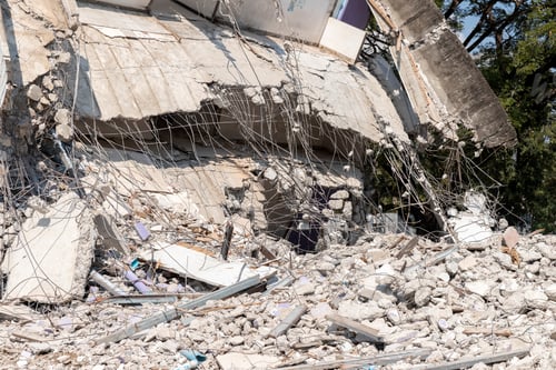 Preview: Debris and destroyed building that collapsed from the earthquake.